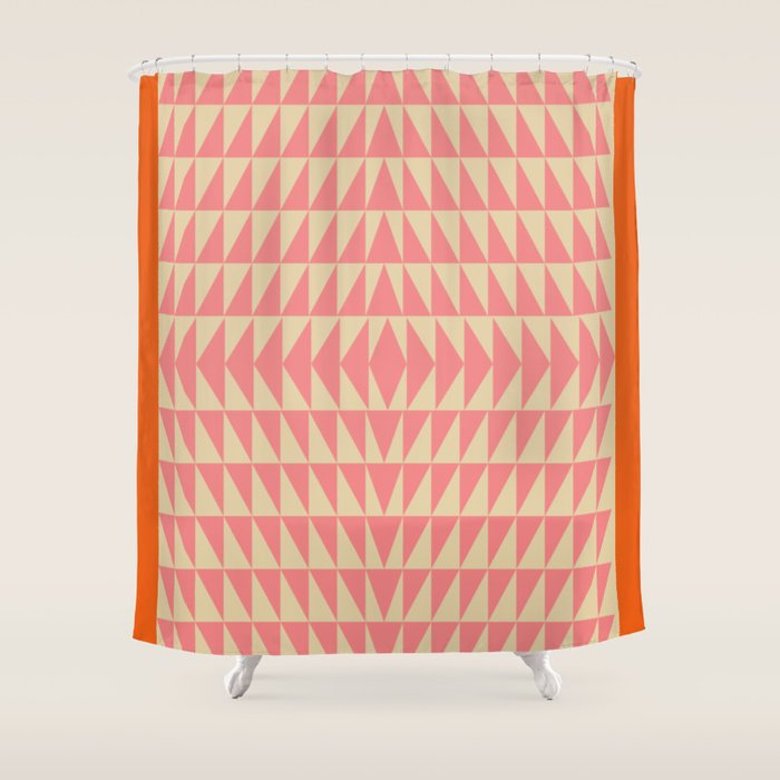 Bold Triangle Pattern In Pink And Orange Shower Curtain