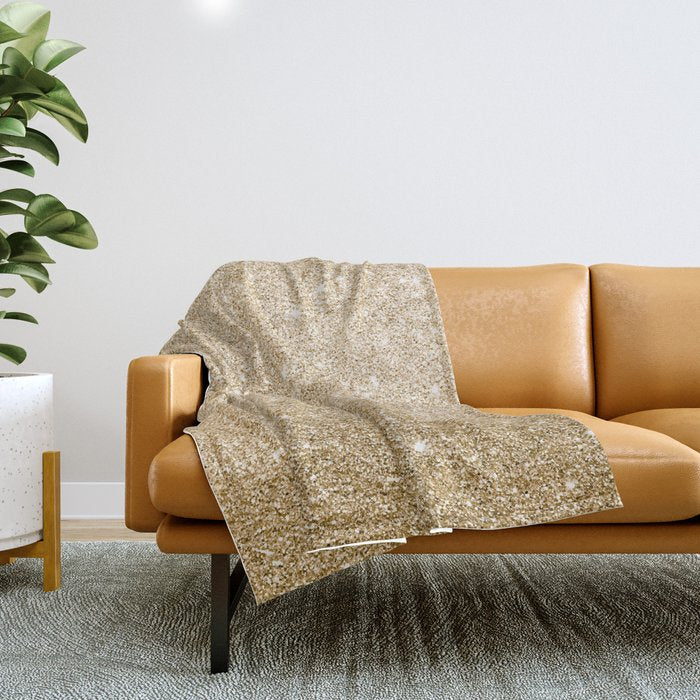 Modern Abstract Elegant Chic Gold Glitter Throw Blanket