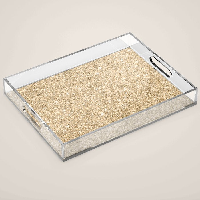 Modern Abstract Elegant Chic Gold Glitter Acrylic Tray