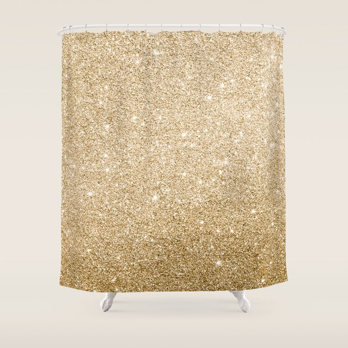 Modern Abstract Elegant Chic Gold Glitter Shower Curtain