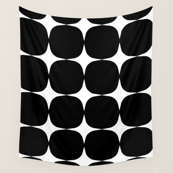 Retro '50s Shapes In Black And White Wall Tapestry