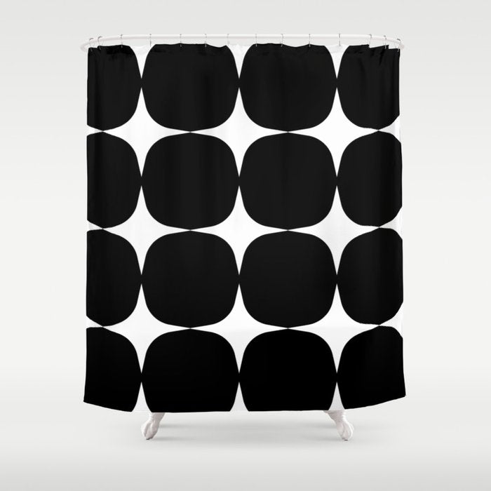 Retro '50s Shapes In Black And White Shower Curtain