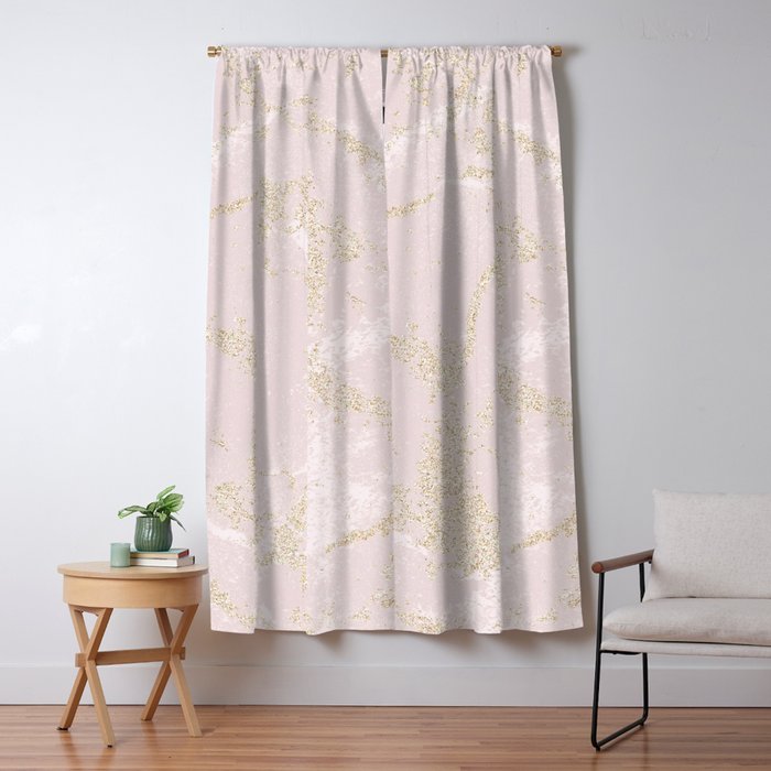 Elegant Modern Blush Pink Gold Pastel Marble Window Curtain