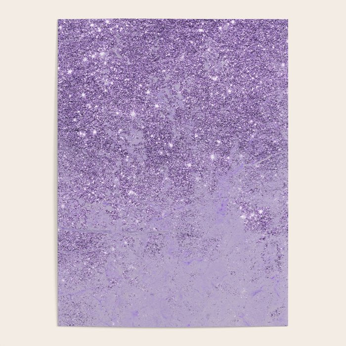 Modern Elegant Lavender Lilac Glitter Marble Poster