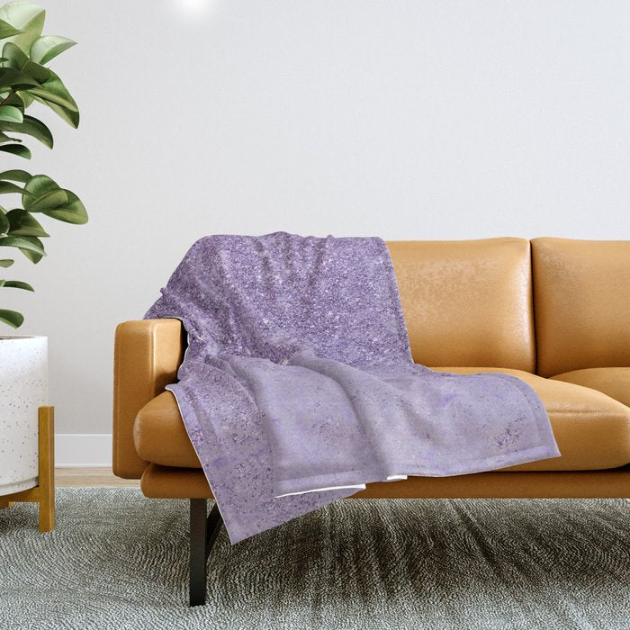 Modern Elegant Lavender Lilac Glitter Marble Throw Blanket