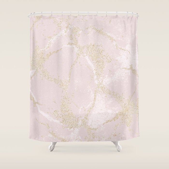Elegant Modern Blush Pink Gold Pastel Marble Shower Curtain