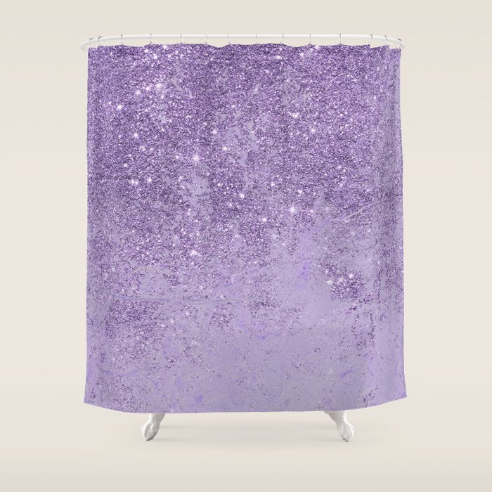 Modern Elegant Lavender Lilac Glitter Marble Shower Curtain