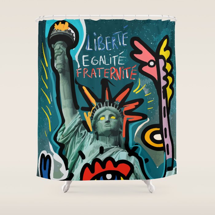 Liberté éGalité Fraternité Street Art French Graffiti Shower Curtain