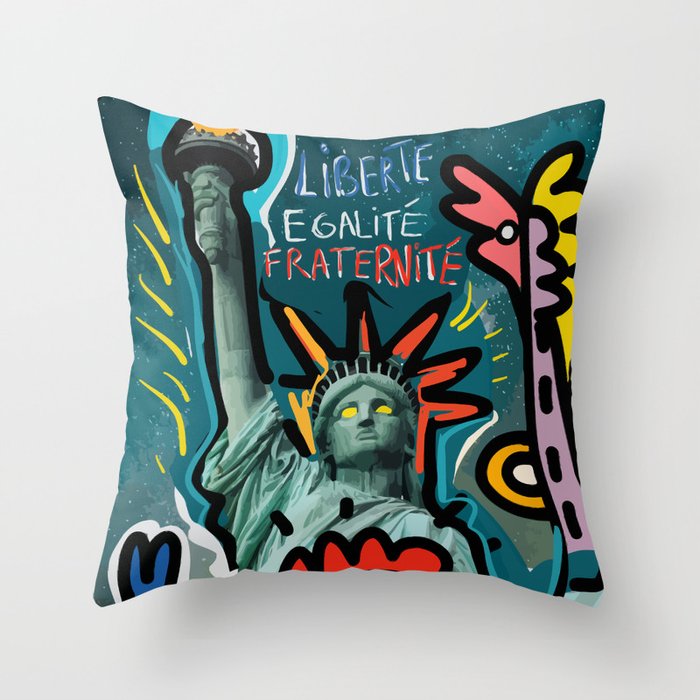 Liberté éGalité Fraternité Street Art French Graffiti Throw Pillow
