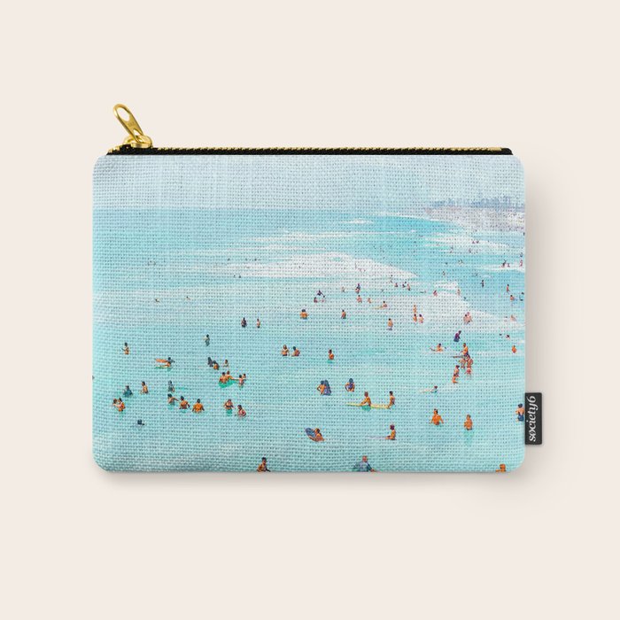 Hot Summer Day | Beachy Watercolor Painting | Ocean Sea Surf Swim | Vacation Travel Staycation Waves Carry All Pouch