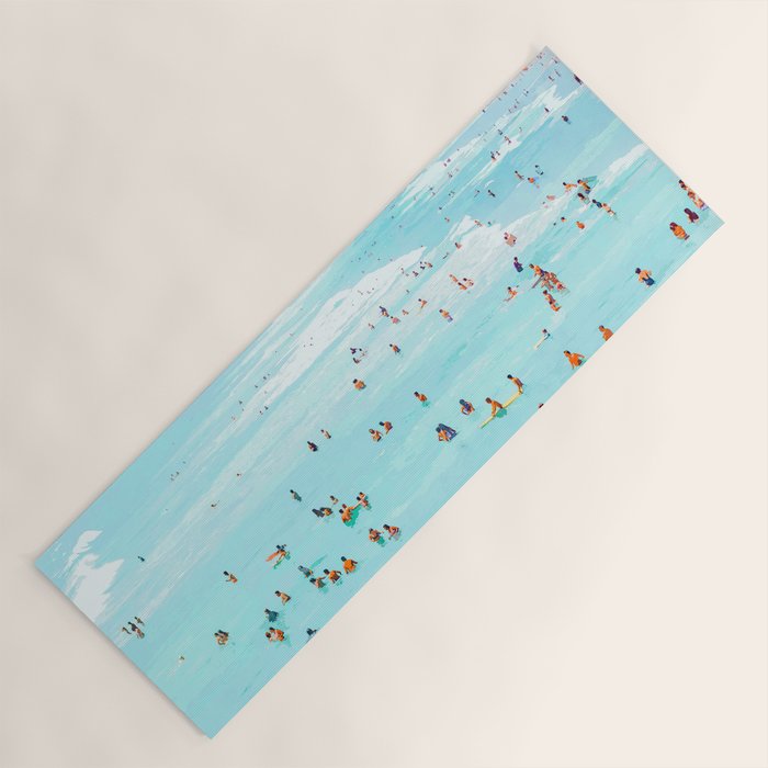 Hot Summer Day | Beachy Watercolor Painting | Ocean Sea Surf Swim | Vacation Travel Staycation Waves Yoga Mat