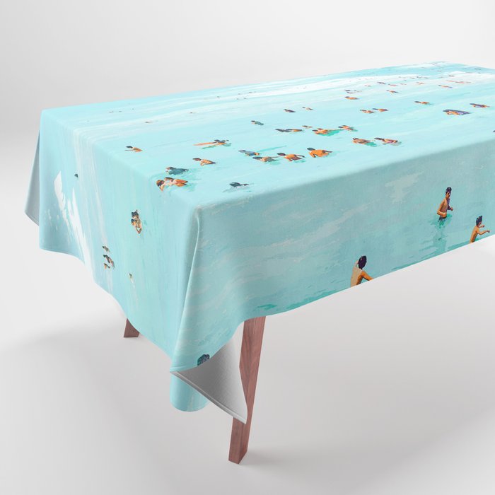 Hot Summer Day | Beachy Watercolor Painting | Ocean Sea Surf Swim | Vacation Travel Staycation Waves Tablecloth