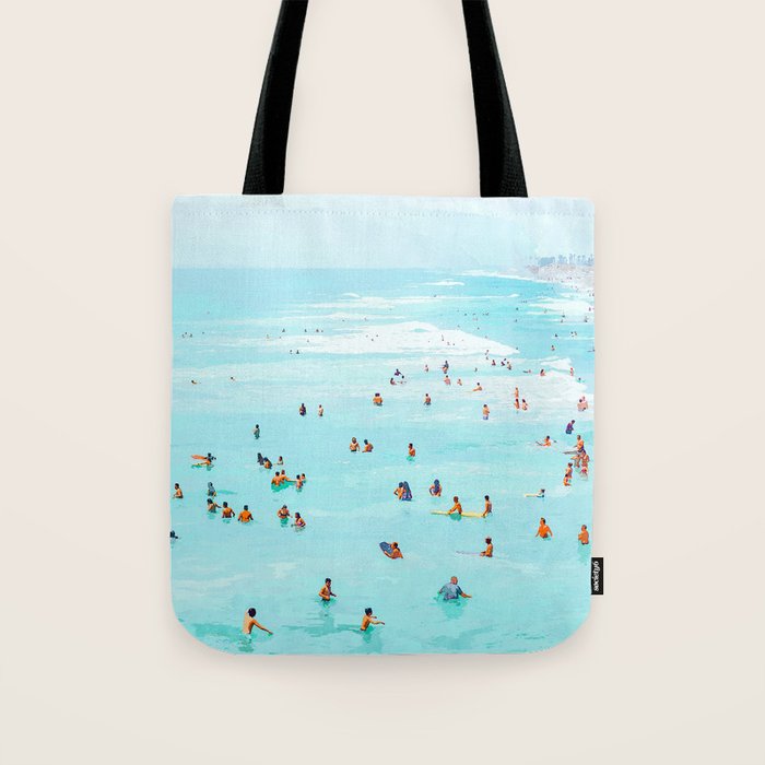 Hot Summer Day | Beachy Watercolor Painting | Ocean Sea Surf Swim | Vacation Travel Staycation Waves Tote Bag
