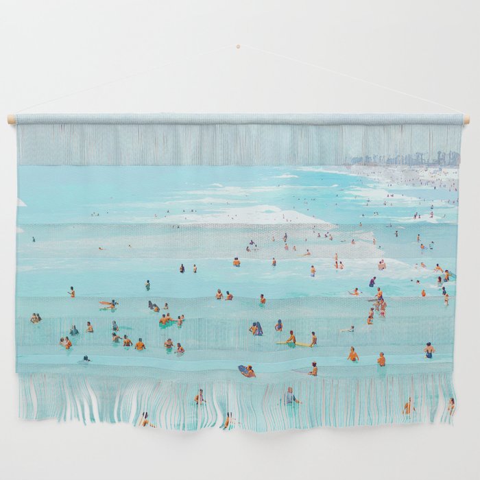 Hot Summer Day | Beachy Watercolor Painting | Ocean Sea Surf Swim | Vacation Travel Staycation Waves Wall Hanging