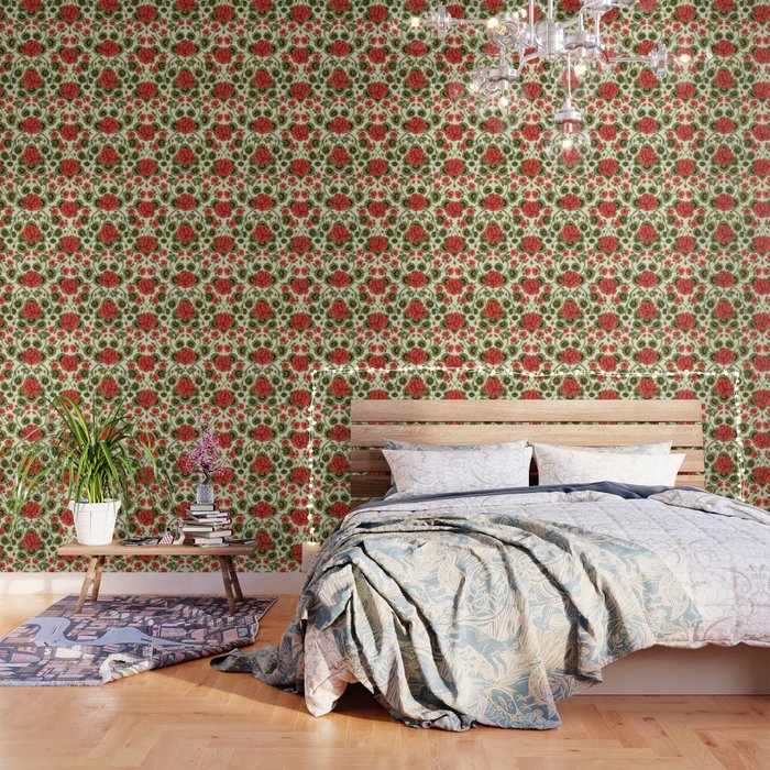 Red Geraniums -  Vintage-Inspired Floral Pattern For Spring Wallpaper