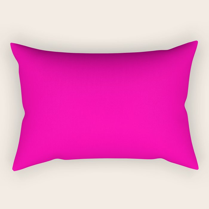 Girly Modern Neon Pink Solid Color Rectangular Pillow
