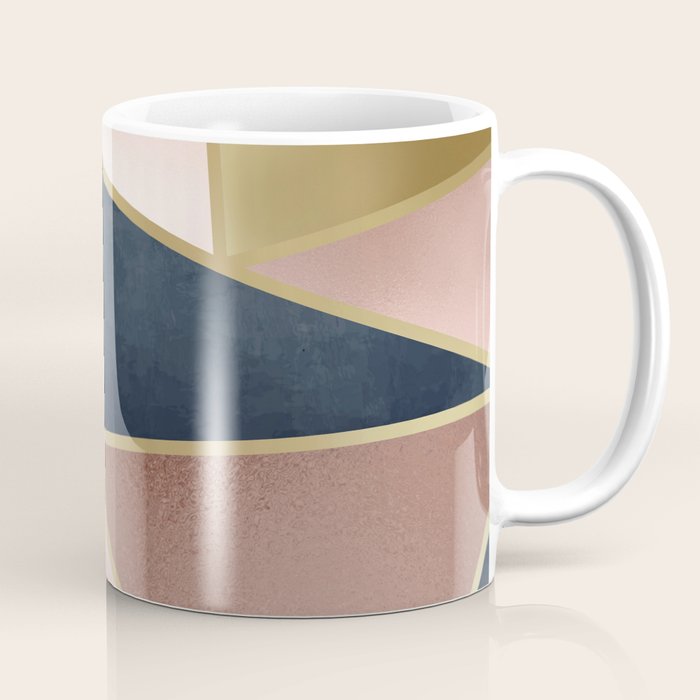 Geometric Art, Rose Gold, Pink And Navy Blue Modern  Coffee Mug