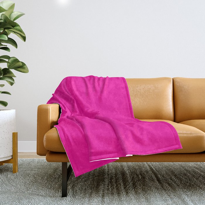 Girly Modern Neon Pink Solid Color Throw Blanket