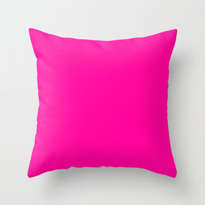 Girly Modern Neon Pink Solid Color Throw Pillow