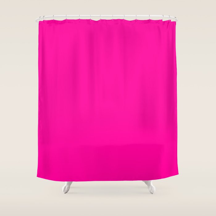 Girly Modern Neon Pink Solid Color Shower Curtain