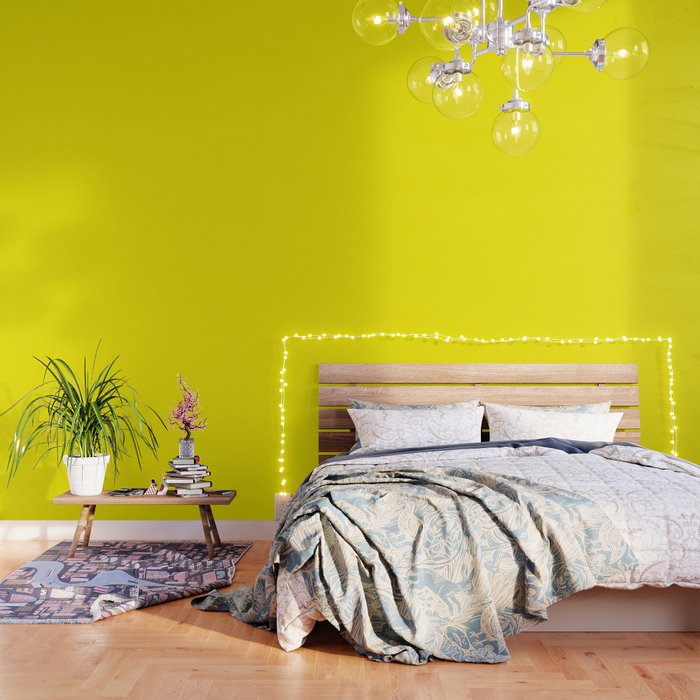 Modern Abstract Bright Yellow Neon Color Wallpaper