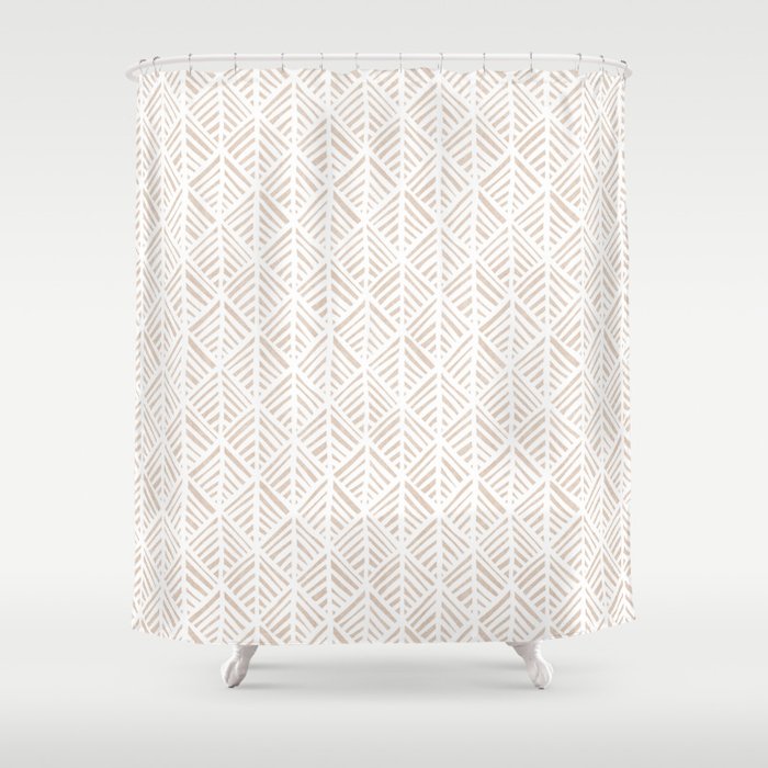 Abstract Leaf Pattern In Tan Shower Curtain