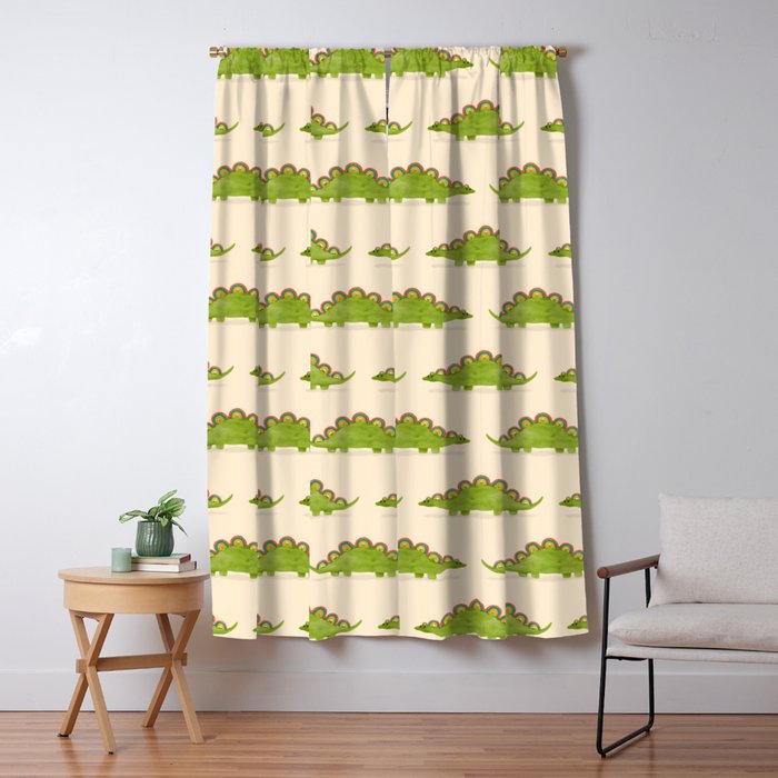 Rainbow Colored Dinosaur (Stegosaurus) Window Curtain