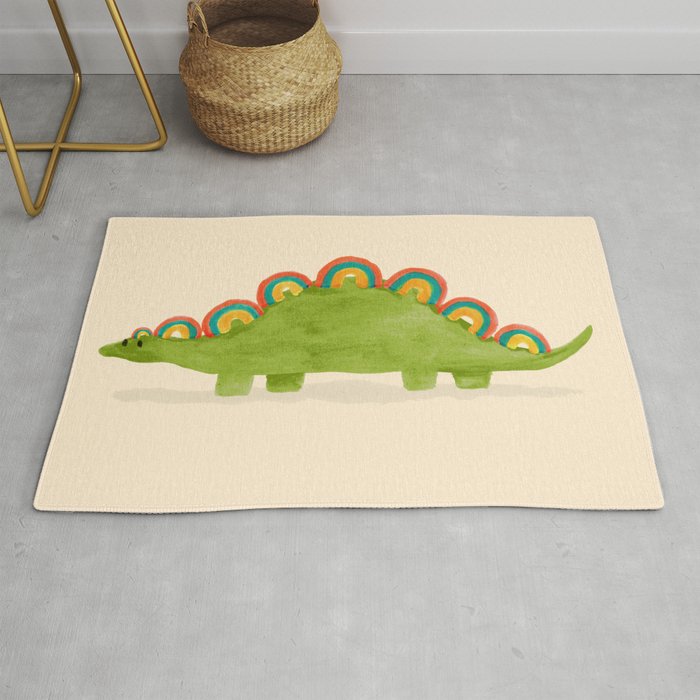 Rainbow Colored Dinosaur (Stegosaurus) Rug