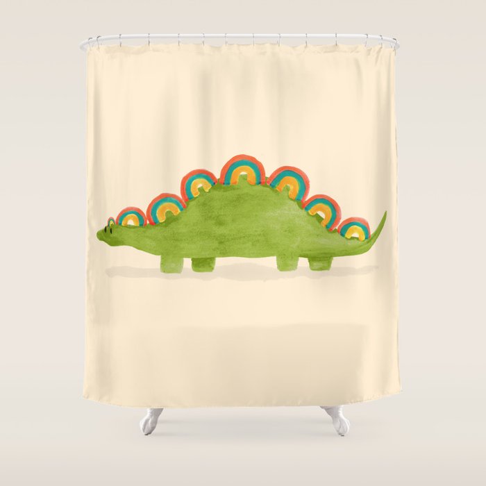 Rainbow Colored Dinosaur (Stegosaurus) Shower Curtain