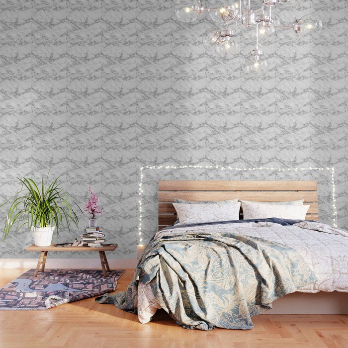 Elegant Chic White Gray Silver Glitter Marble Wallpaper