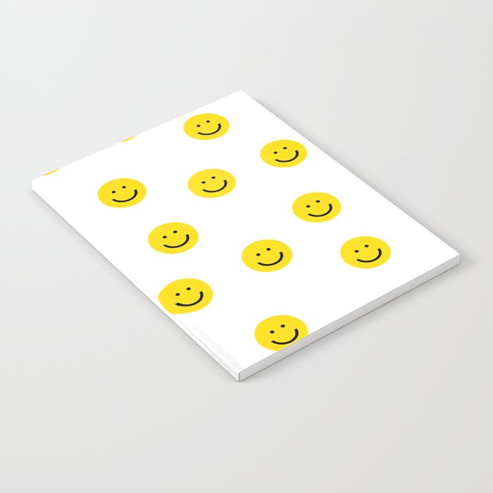 Smiley Faces White Yellow Happy Simple Smiley Pattern Smile Face Kids Nursery Boys Girls Decor Notebook