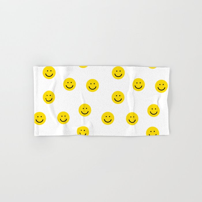 Smiley Faces White Yellow Happy Simple Smiley Pattern Smile Face Kids Nursery Boys Girls Decor Bath Towel