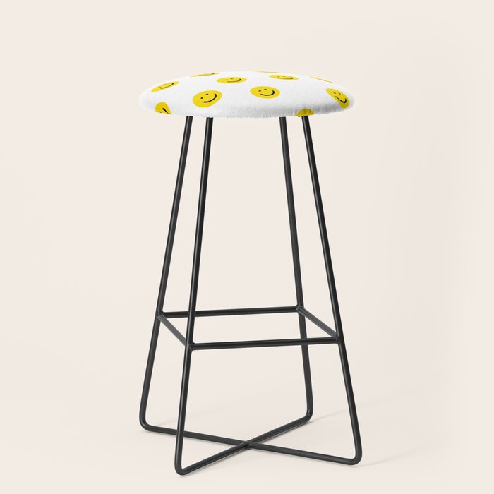 Smiley Faces White Yellow Happy Simple Smiley Pattern Smile Face Kids Nursery Boys Girls Decor Stool