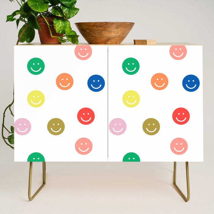 Smiley Faces Happy Simple Rainbow Colors Pattern Smile Face Kids Nursery Boys Girls Decor Credenza