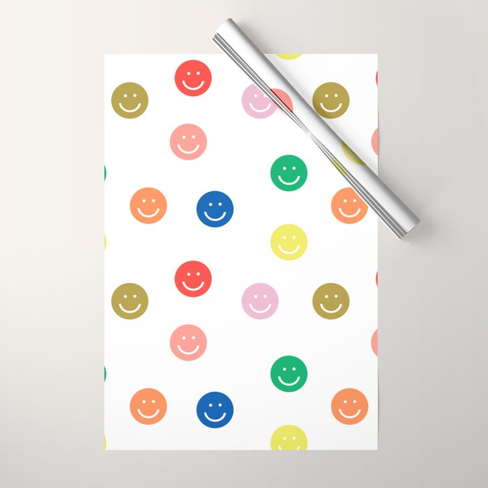 Smiley Faces Happy Simple Rainbow Colors Pattern Smile Face Kids Nursery Boys Girls Decor Wrapping Paper