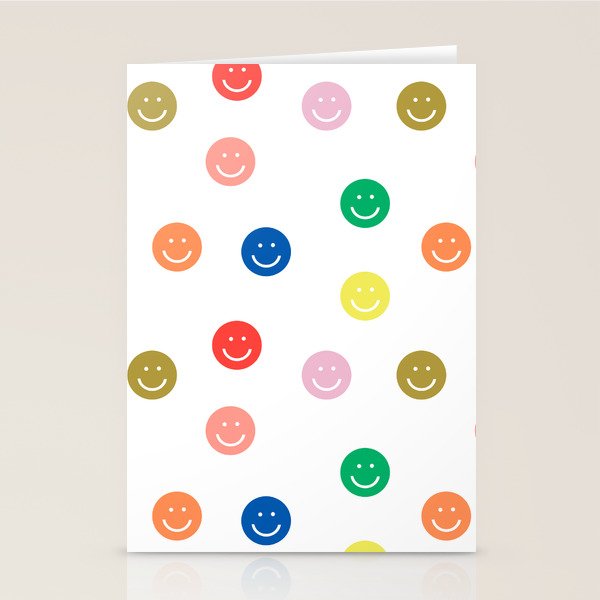 Smiley Faces Happy Simple Rainbow Colors Pattern Smile Face Kids Nursery Boys Girls Decor Stationery Card