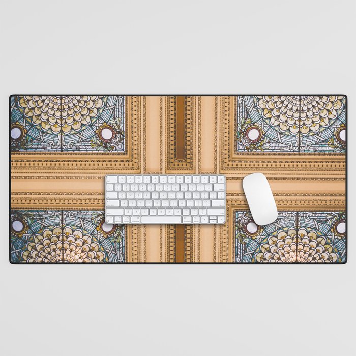 Teal X Gold X Washington Dc Architecture Desk Mat