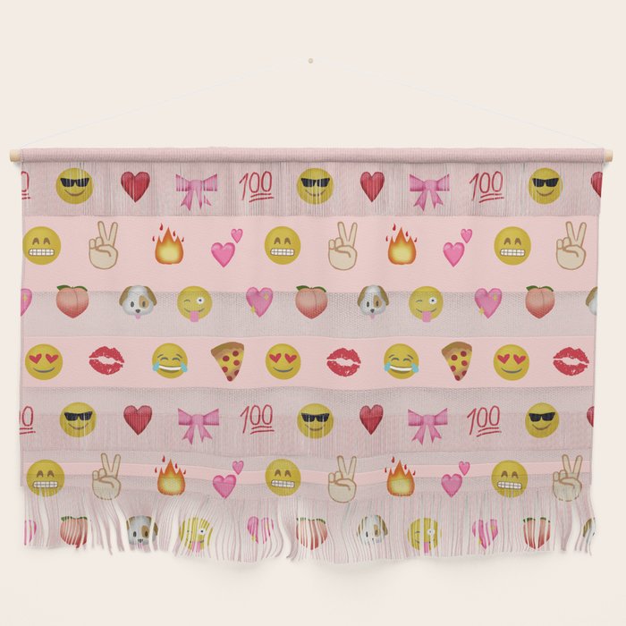 Emoji Pattern Pink Background Perfect Kids Room Decor With Emojis Wall Hanging