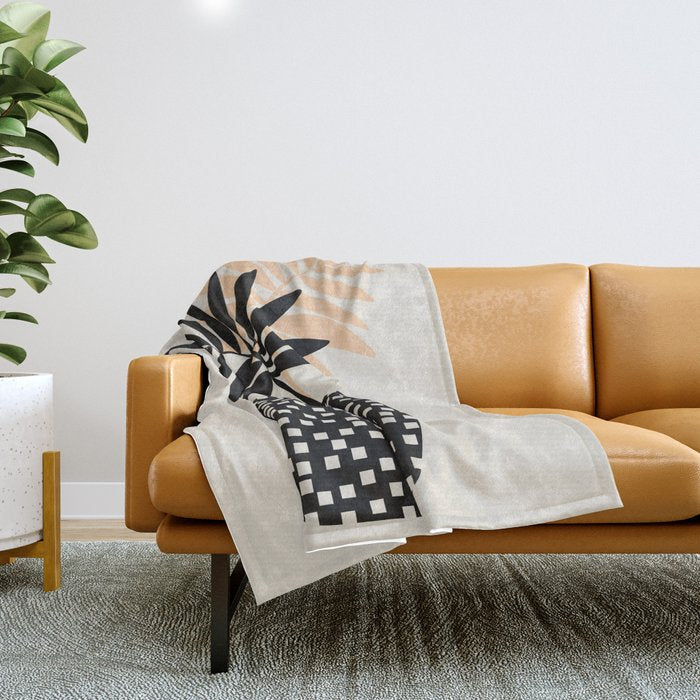 Still Life With Vase And Tropical Leaves Throw Blanket