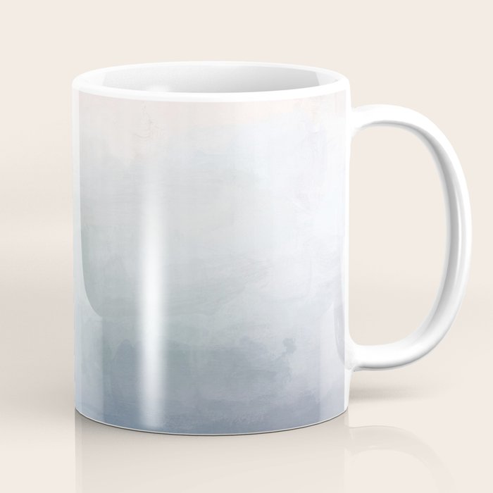 Atlantic Ocean Sunrise Iii - Blush Pink Mint Sky Baby Blue Abstract Sky Art Water Clouds Painting Coffee Mug