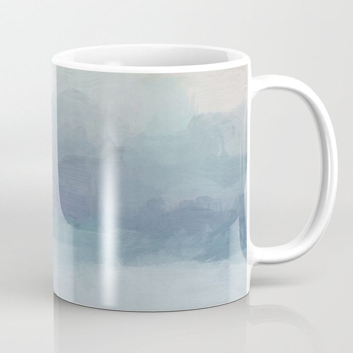 Atlantic Ocean Sunrise I - Blush Pink Mint Sky Baby Blue Abstract Sky Wall Art Water Clouds Painting Coffee Mug