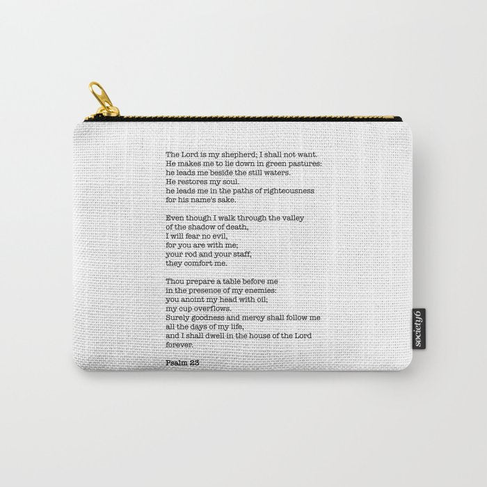 Psalm 23 Bible Verse Print - The Lord Is My Shepherd Carry All Pouch