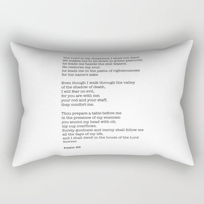 Psalm 23 Bible Verse Print - The Lord Is My Shepherd Rectangular Pillow