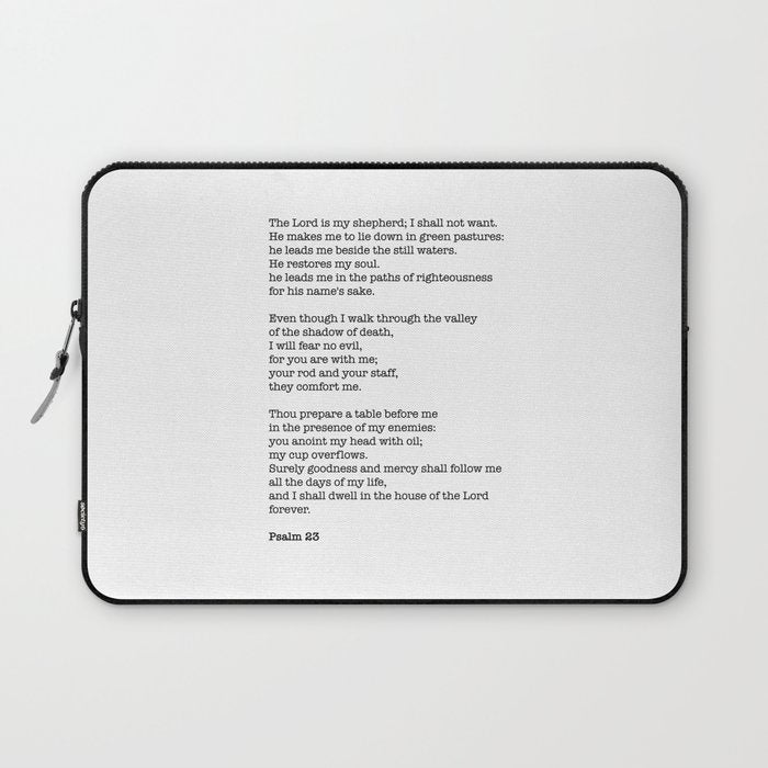 Psalm 23 Bible Verse Print - The Lord Is My Shepherd Laptop Sleeve
