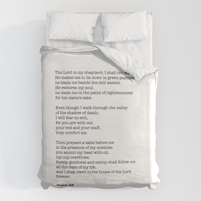 Psalm 23 Bible Verse Print - The Lord Is My Shepherd Duvet Cover