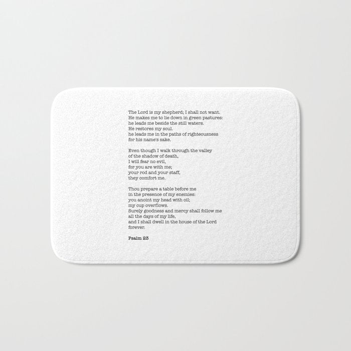 Psalm 23 Bible Verse Print - The Lord Is My Shepherd Bath Mat