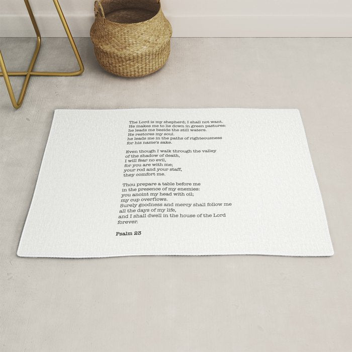 Psalm 23 Bible Verse Print - The Lord Is My Shepherd Rug