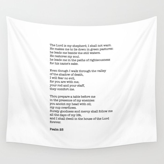 Psalm 23 Bible Verse Print - The Lord Is My Shepherd Wall Tapestry