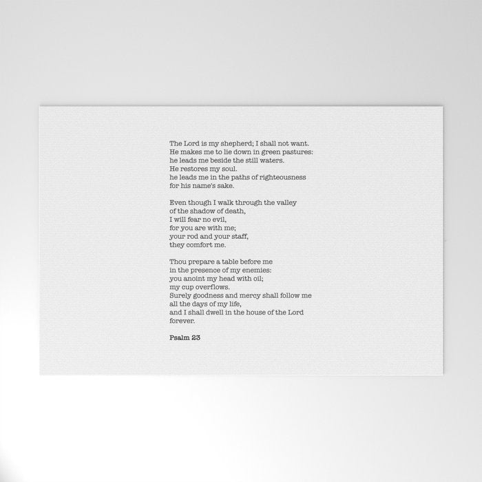 Psalm 23 Bible Verse Print - The Lord Is My Shepherd Welcome Mat