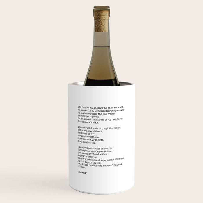 Psalm 23 Bible Verse Print - The Lord Is My Shepherd Wine Chiller